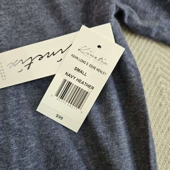 Kinetix Casual Luxury Men's Long Sleeve Henley Size Small Heather Navy NWT - Picture 3 of 13